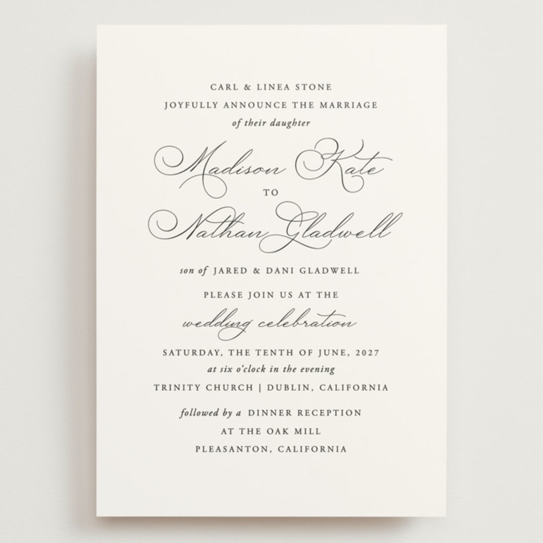 "Organza" - Wedding Invitations in Linen by Jill Means - Front