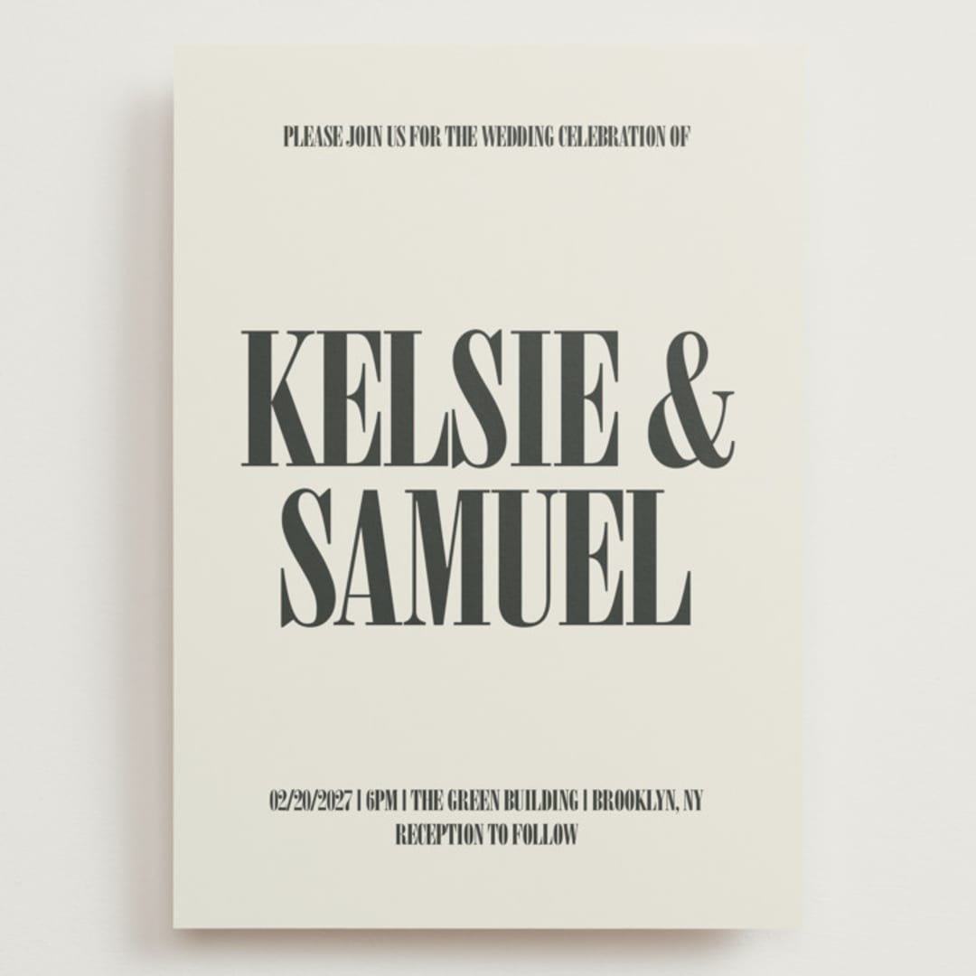 "Flynn" - Wedding Invitations in Ash by Kelly Watkins - Front
