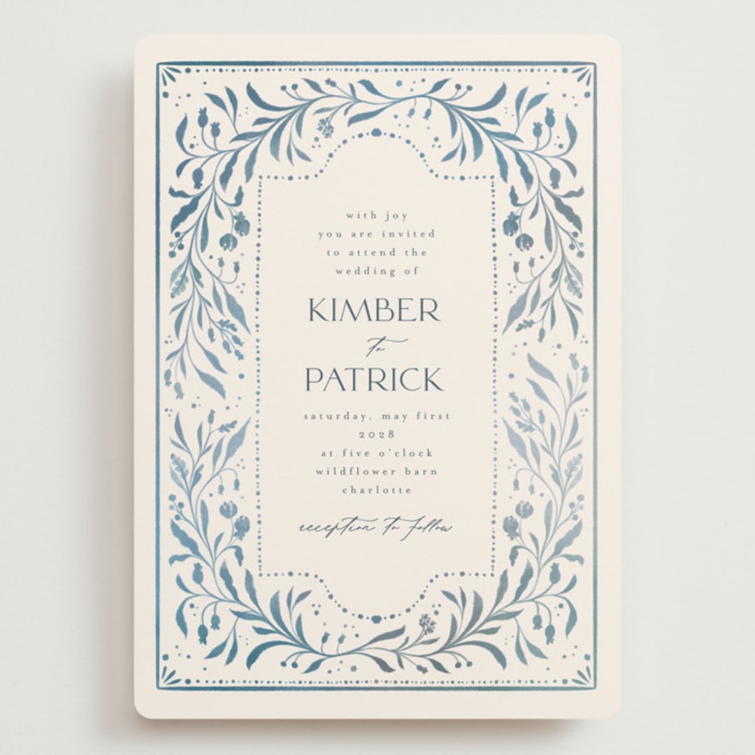 "Porcelain" - Wedding Invitations in Delft Blue by Ashley DeMeyere - Front