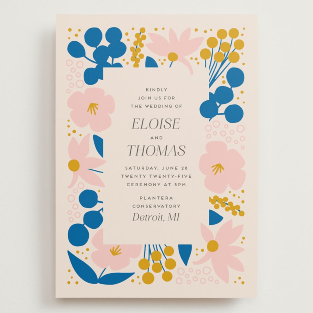 "Blossoms Abound" - Wedding Invitations in Cobalt by Genna Blackburn - Front