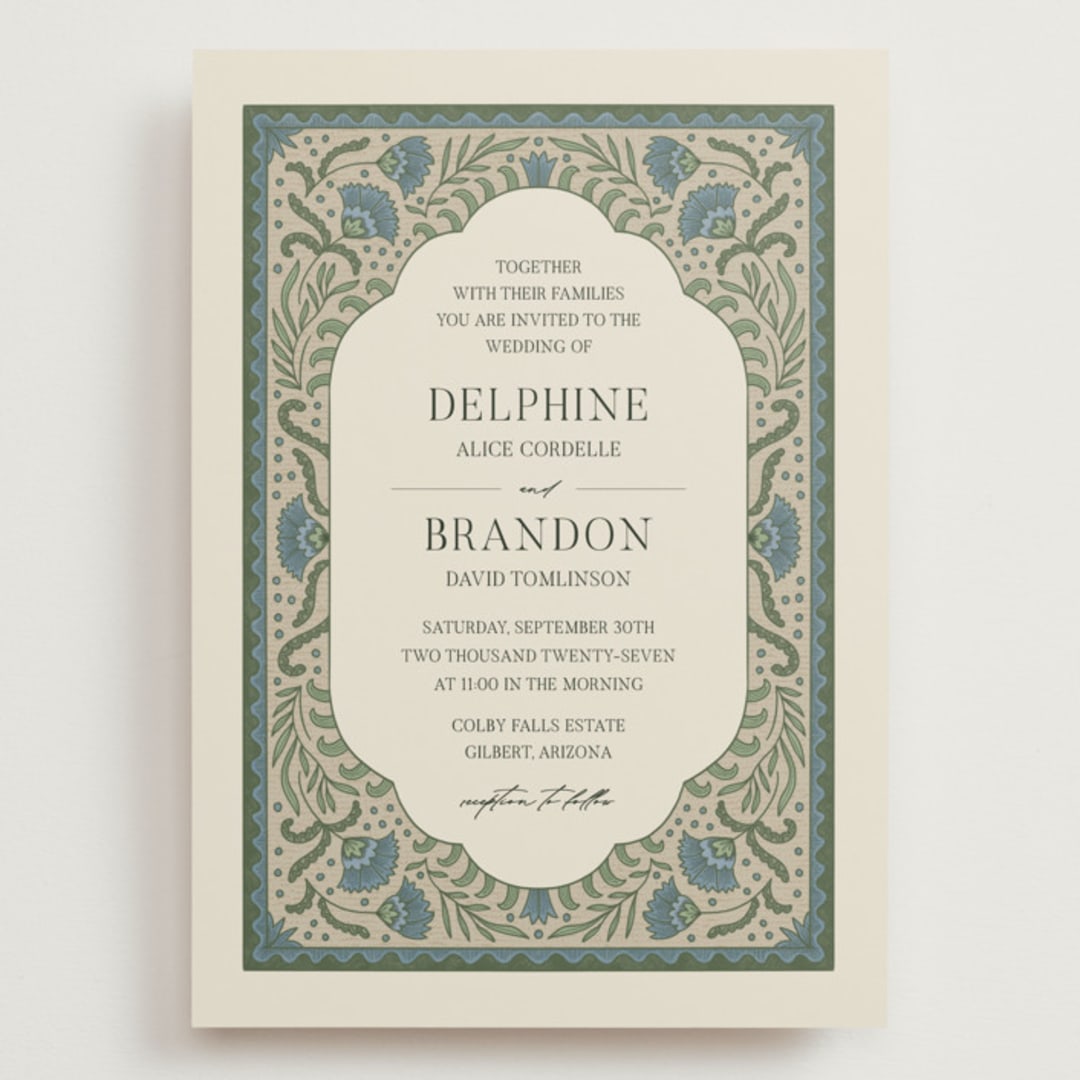 "Century" - Wedding Invitations in Robin's Egg by Jen Owens - Front