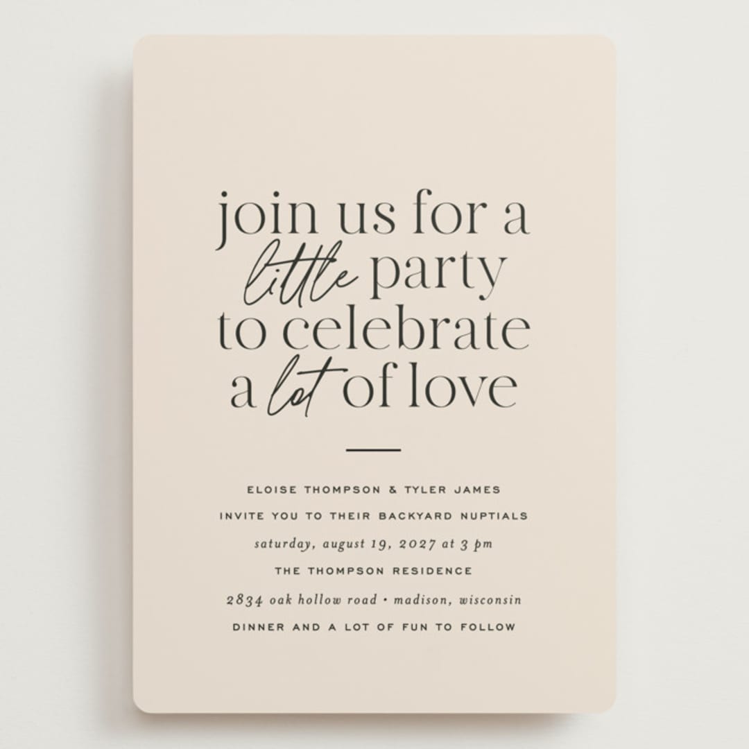 "Little party big love" - Wedding Invitations in Noir by Jessica Corliss - Front
