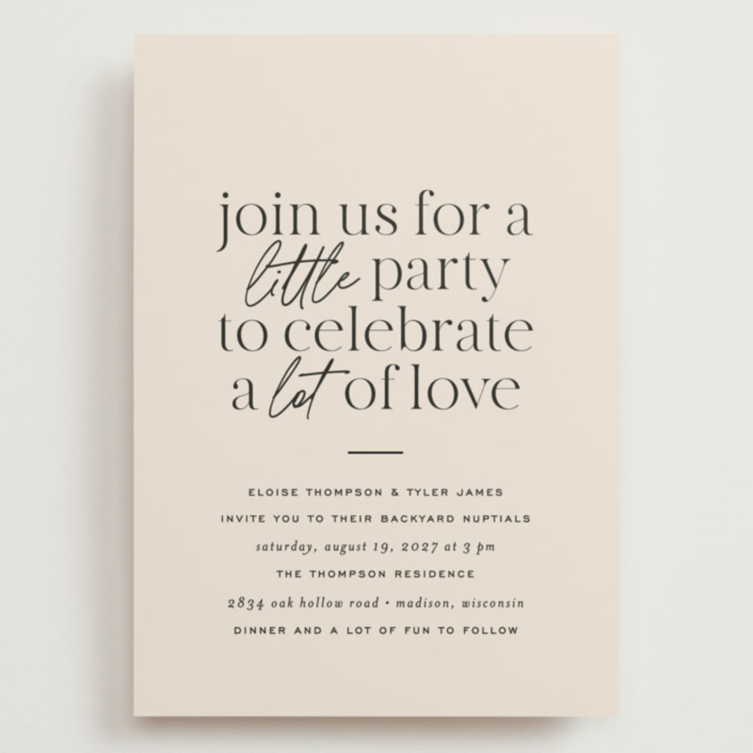 "Little party big love" - Wedding Invitations in Noir by Jessica Corliss - Front