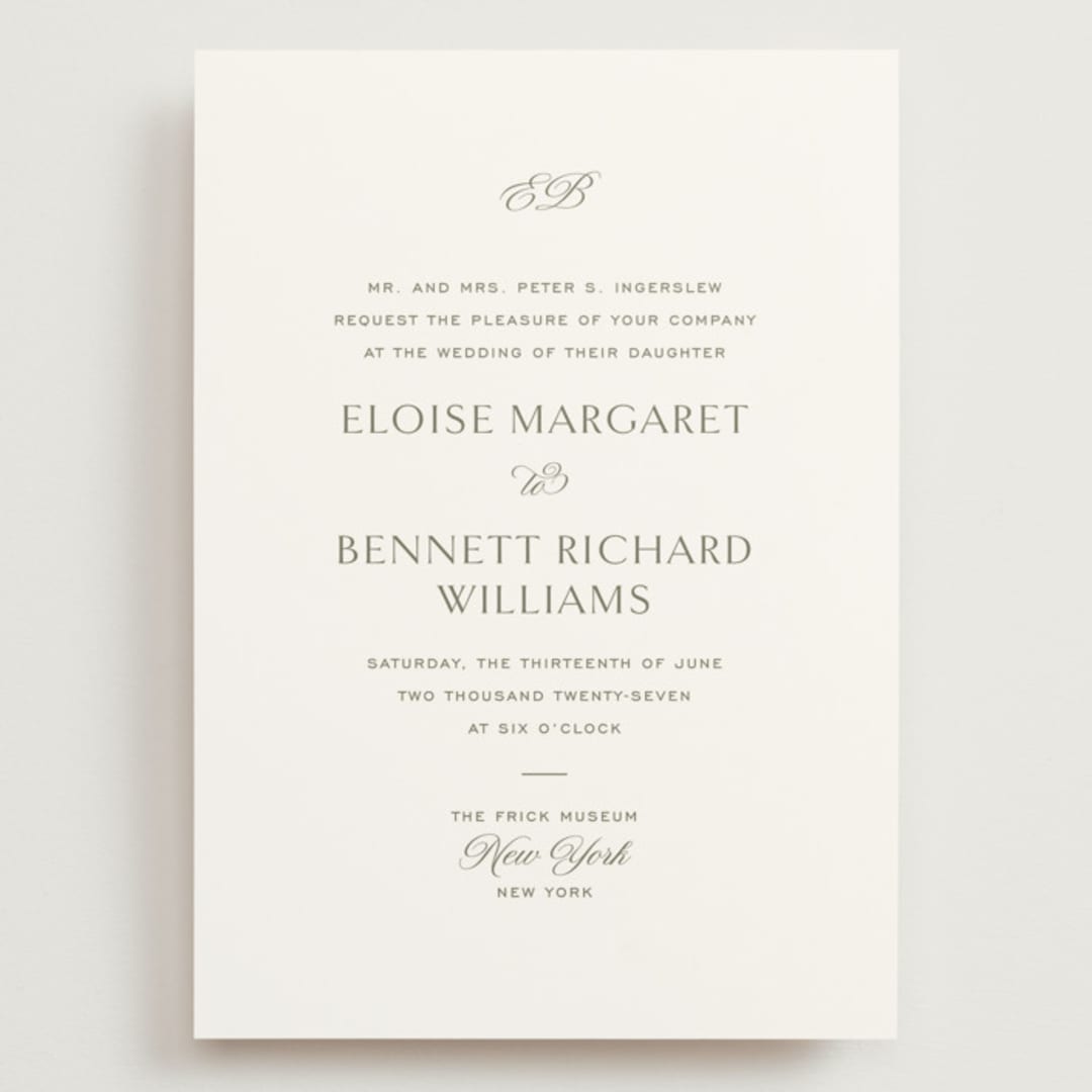 "Boulevard" - Wedding Invitations in Moss by Megan Davis - Front