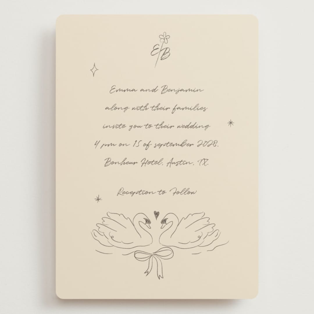 "The Swan" - Wedding Invitations in Buttercream by Helena Vitto - Front