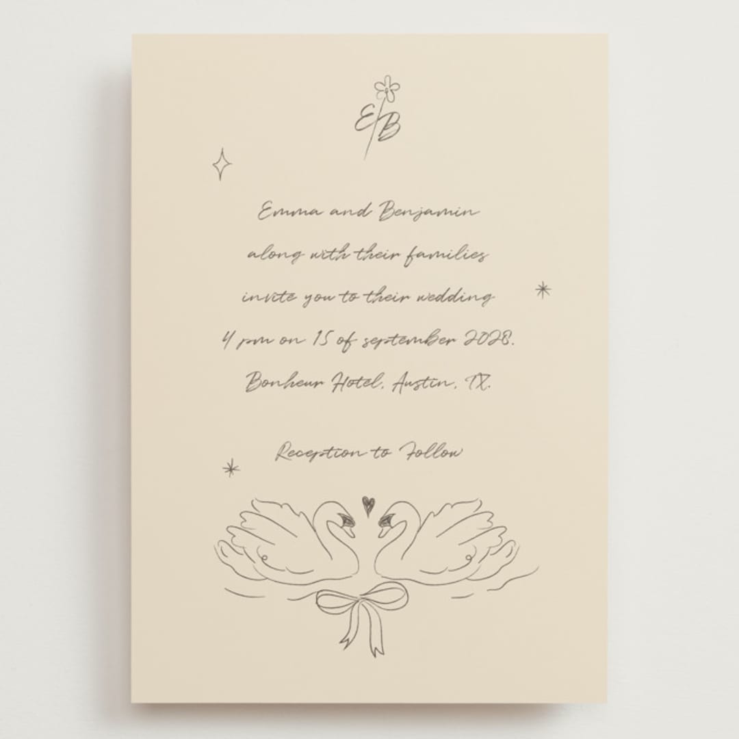 "The Swan" - Wedding Invitations in Buttercream by Helena Vitto - Front