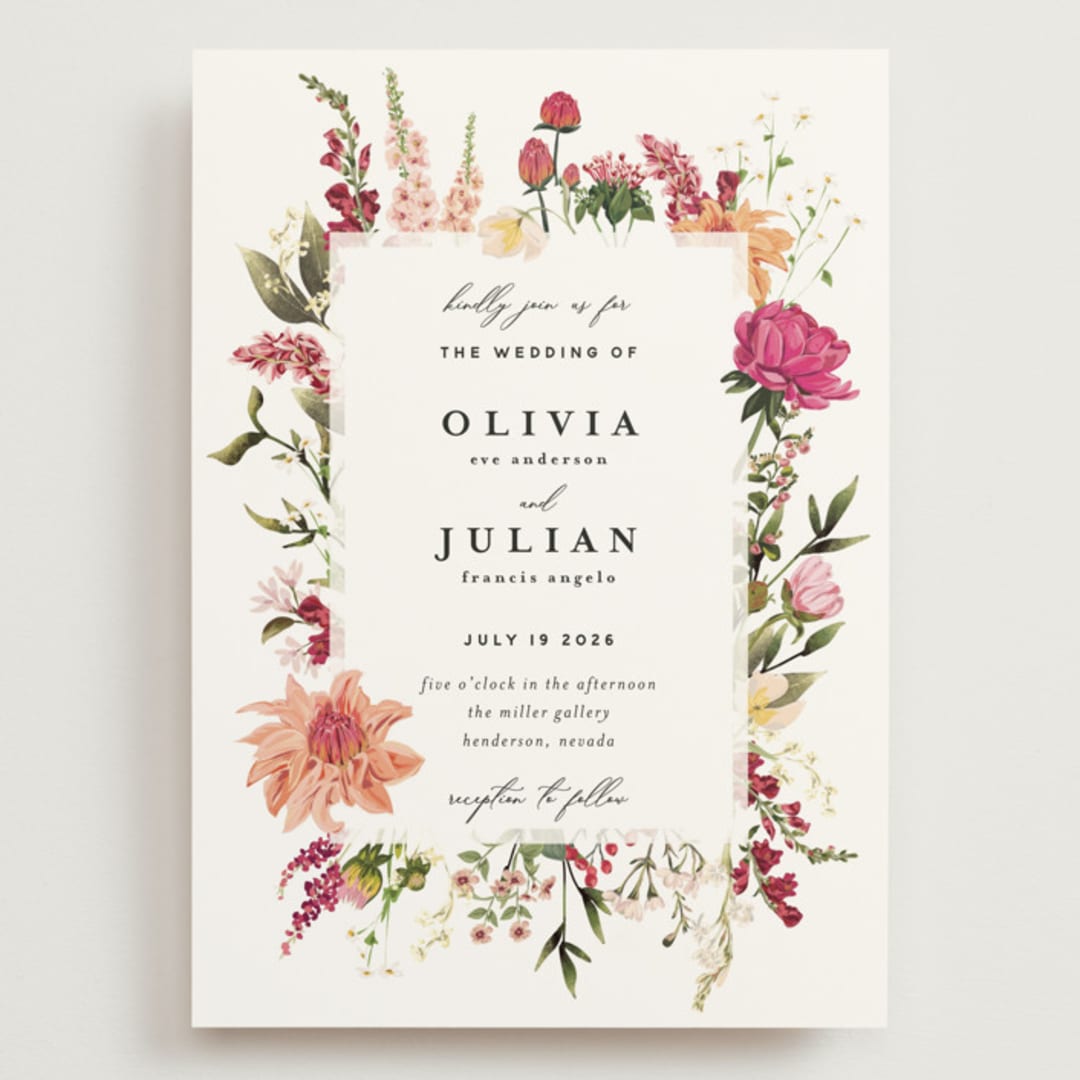 "Lush" - Wedding Invitations in Magenta by Susan Moyal - Front