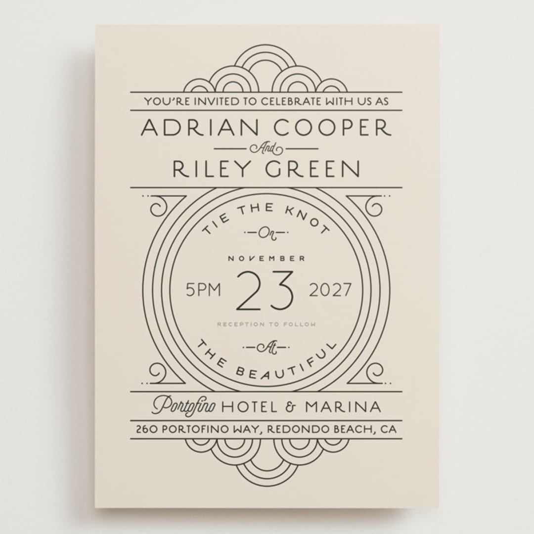 "Deco Nouveau" - Wedding Invitations in Cream by GeekInk Design - Front