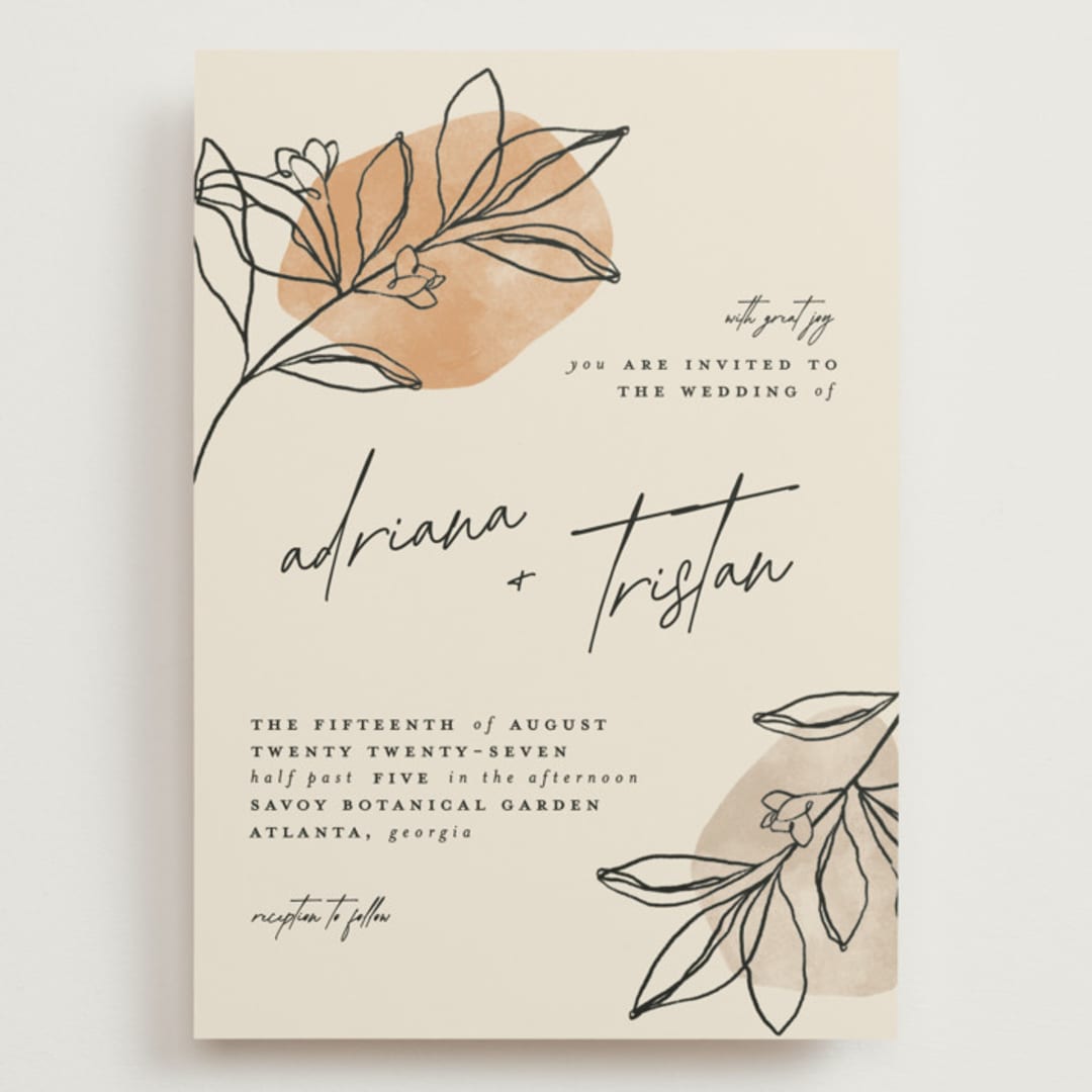 "leaf contour" - Wedding Invitations in Natural by Susan Zinader - Front