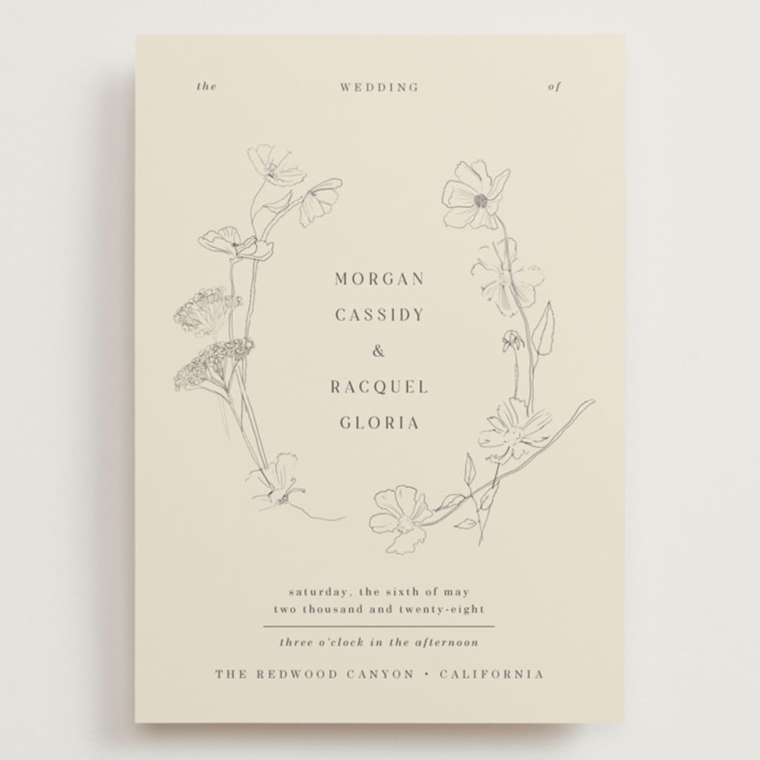 "floral stamp" - Wedding Invitations in Ivory by Baumbirdy - Front