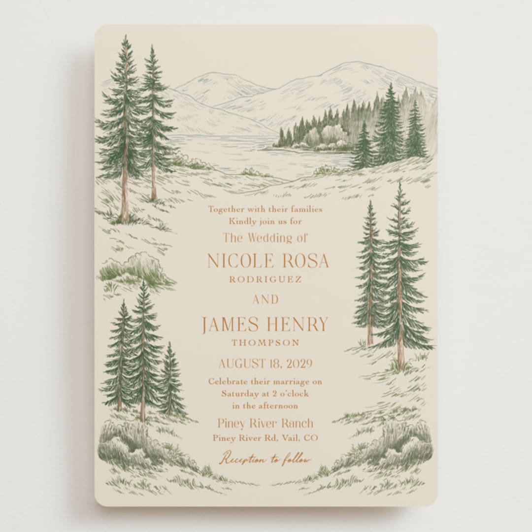 "Whispering Pines" - Wedding Invitations in Forest by Elly - Front