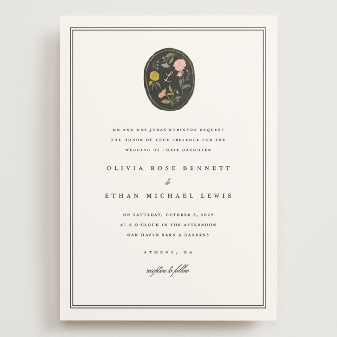 "botanical cameo" - Wedding Invitations in Swan by Lori Wemple - Front