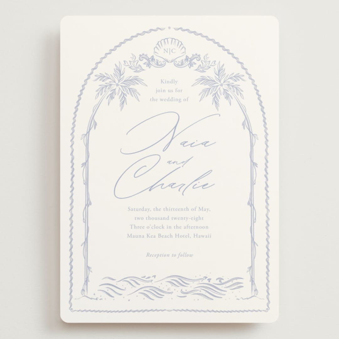 "Ocean Dreams" - Wedding Invitations in Pale Cerulean by Sabrin Deirani - Front