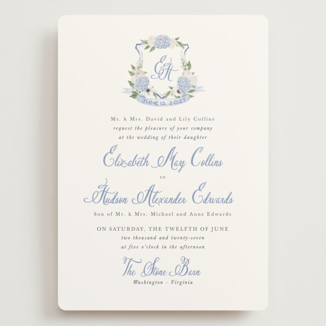 "Sweethearts" - Wedding Invitations in Periwinkle by Design Lotus - Front
