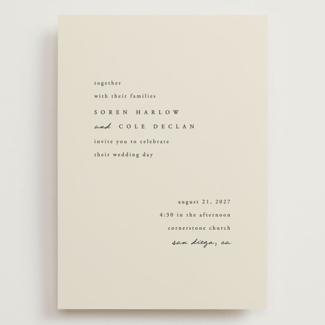 "Simply" - Wedding Invitations in Linen by Brianne Larsen - Front