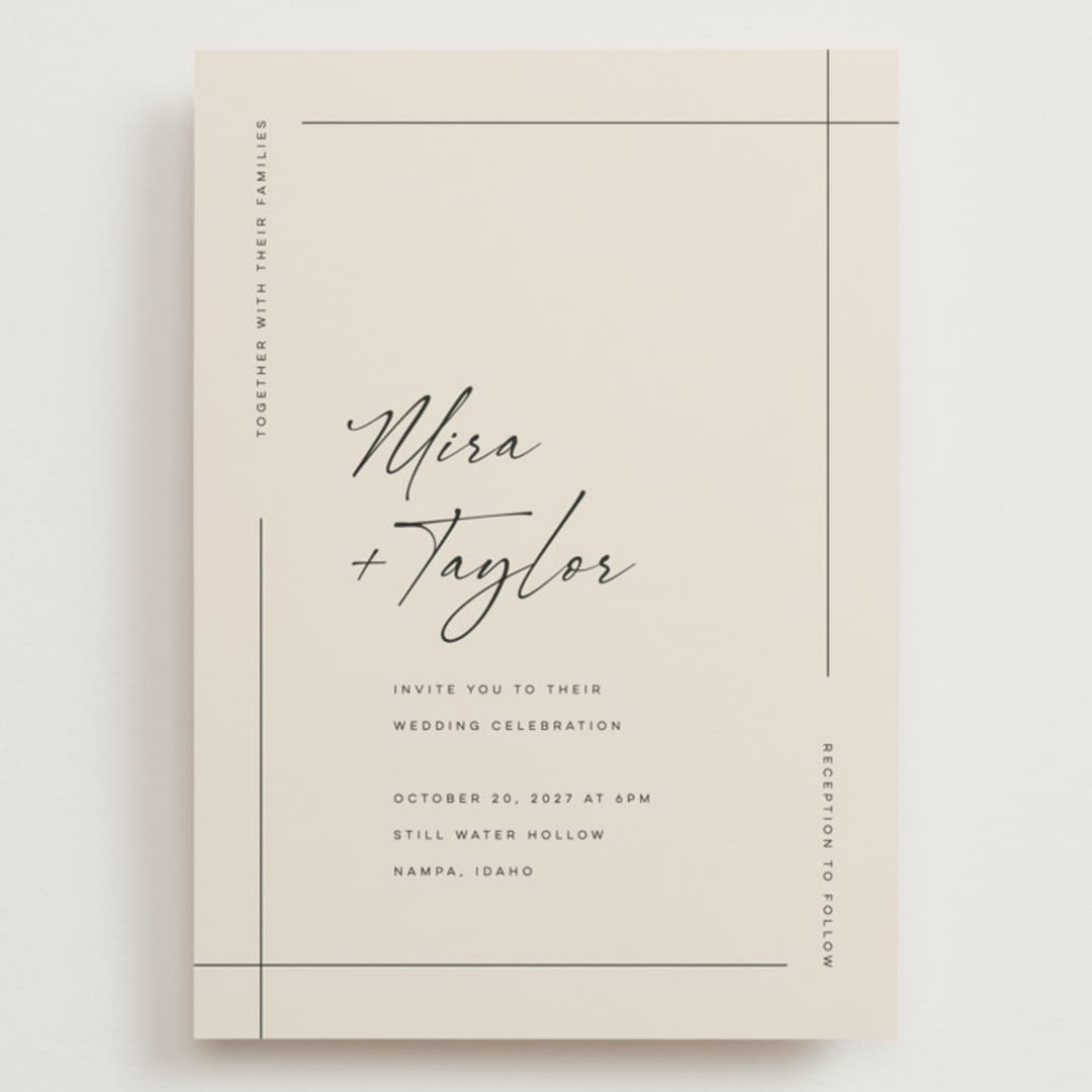 "Modernline" - Wedding Invitations in Cotton by April Astudillo - Front
