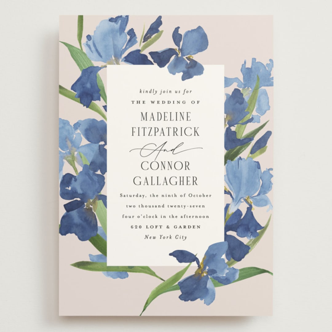 "Irises" - Wedding Invitations in Natural by Everett Paper Goods - Front