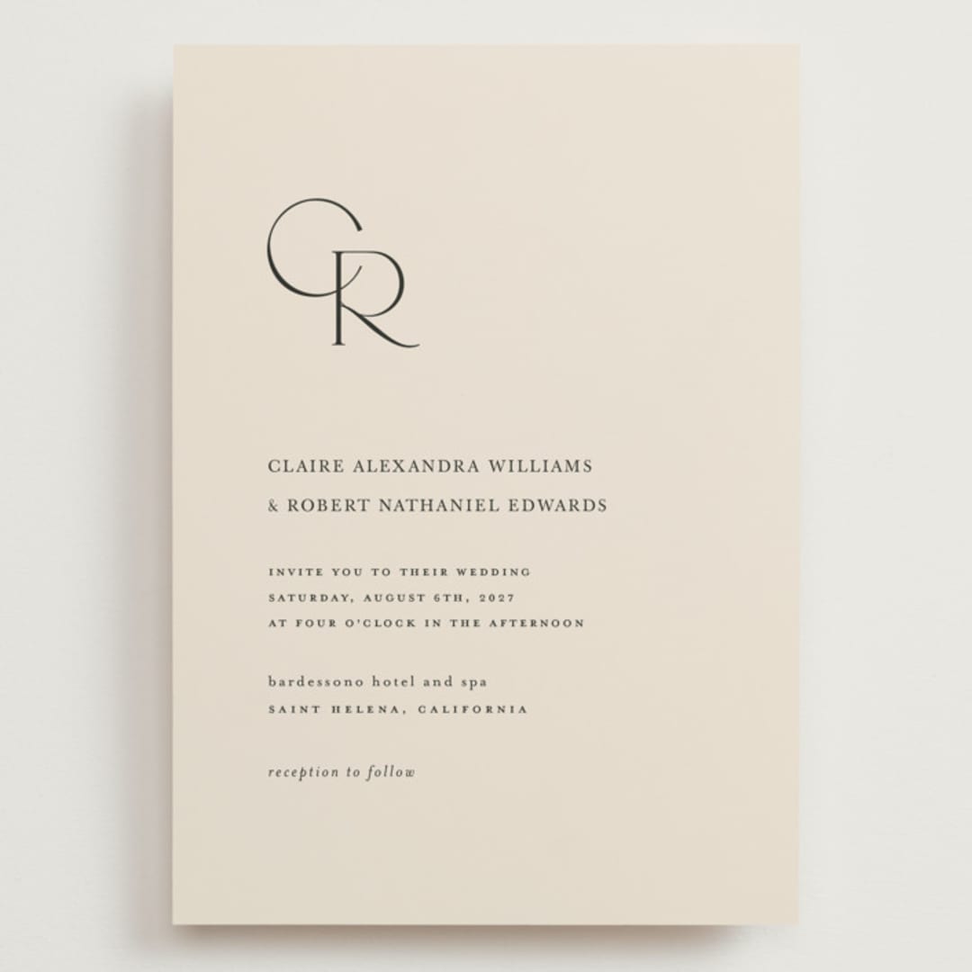 "Edge" - Wedding Invitations in Linen by Kelly Schmidt - Front