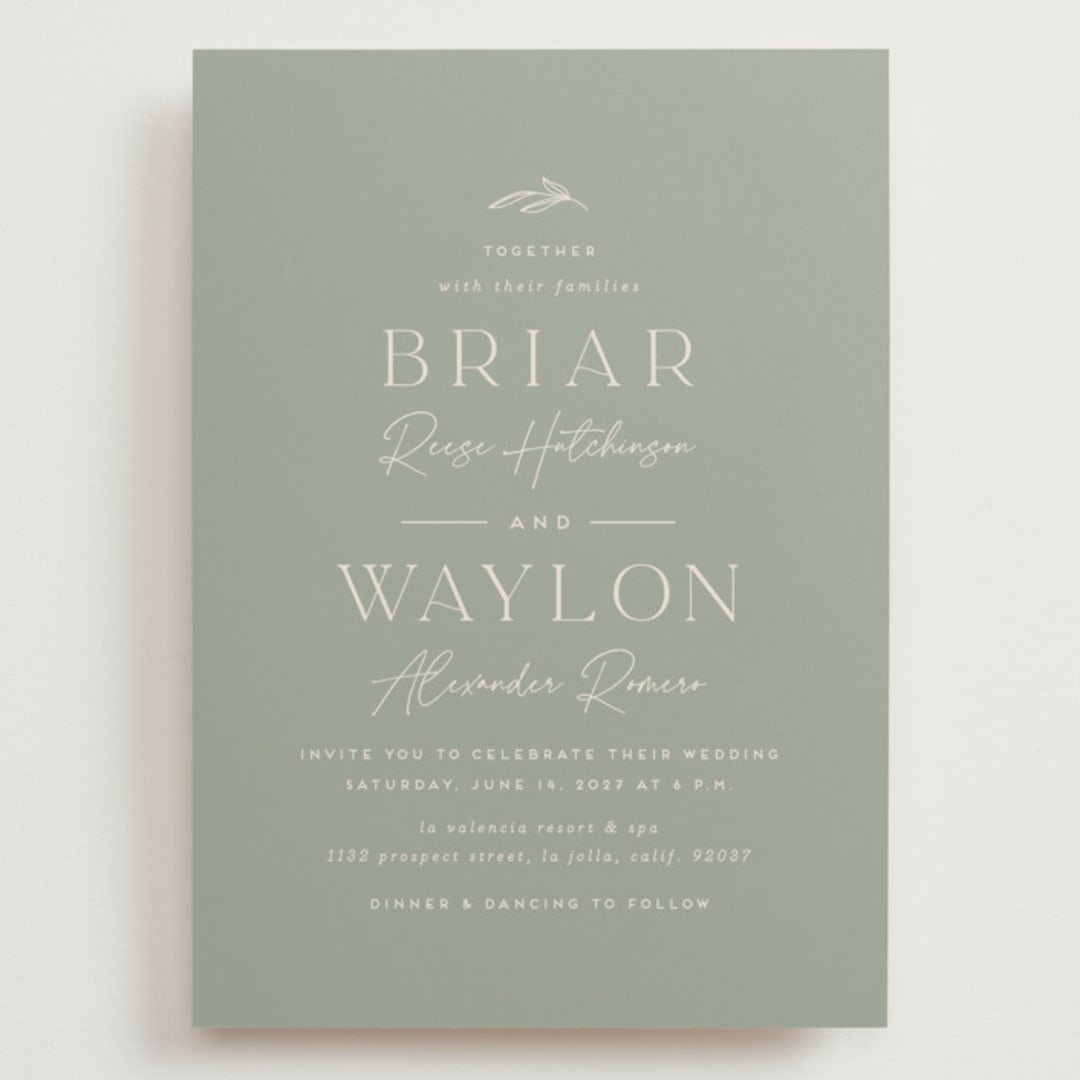 "Soft Arch" - Wedding Invitations in Sage by Erica Krystek - Front