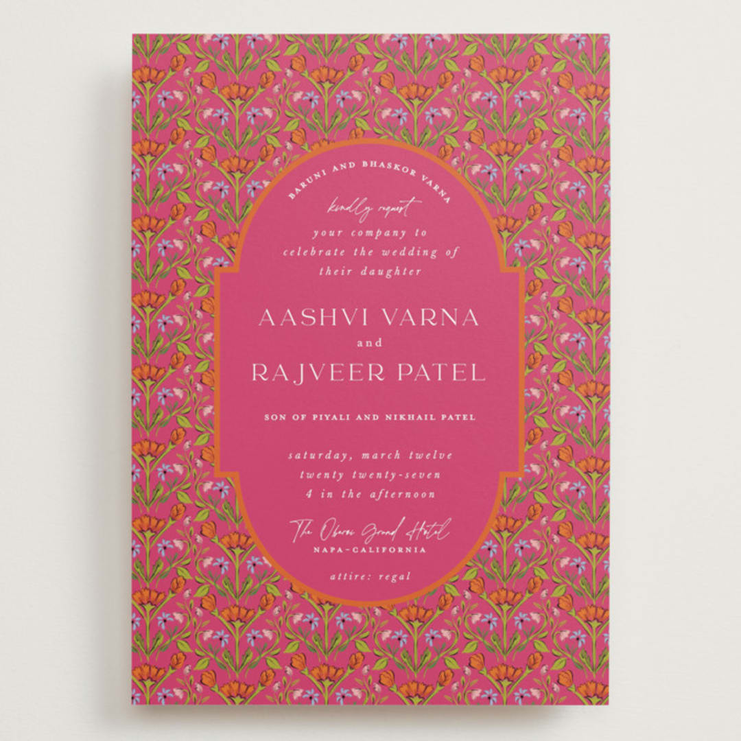 "Varna" - Wedding Invitations in Fuchsia by Pati Cascino - Front
