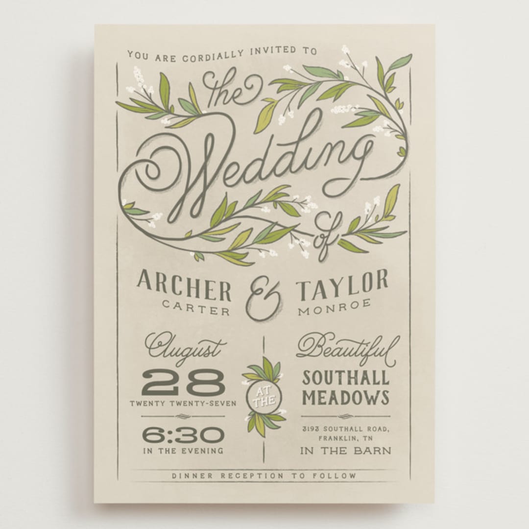 "Rustic Love" - Wedding Invitations in Parchment by GeekInk Design - Front