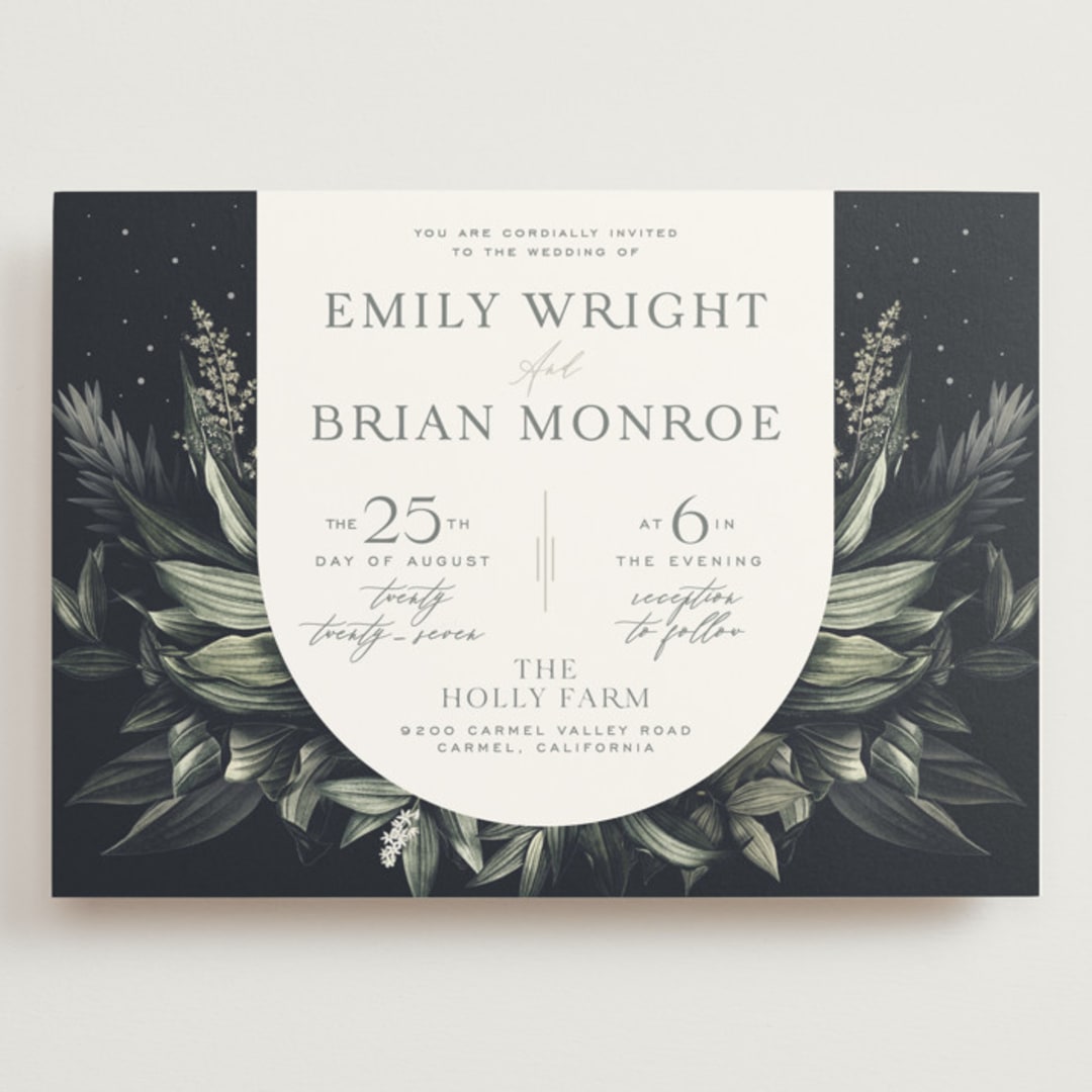 "Vintage Botanicals" - Wedding Invitations in Sage by GeekInk Design - Front