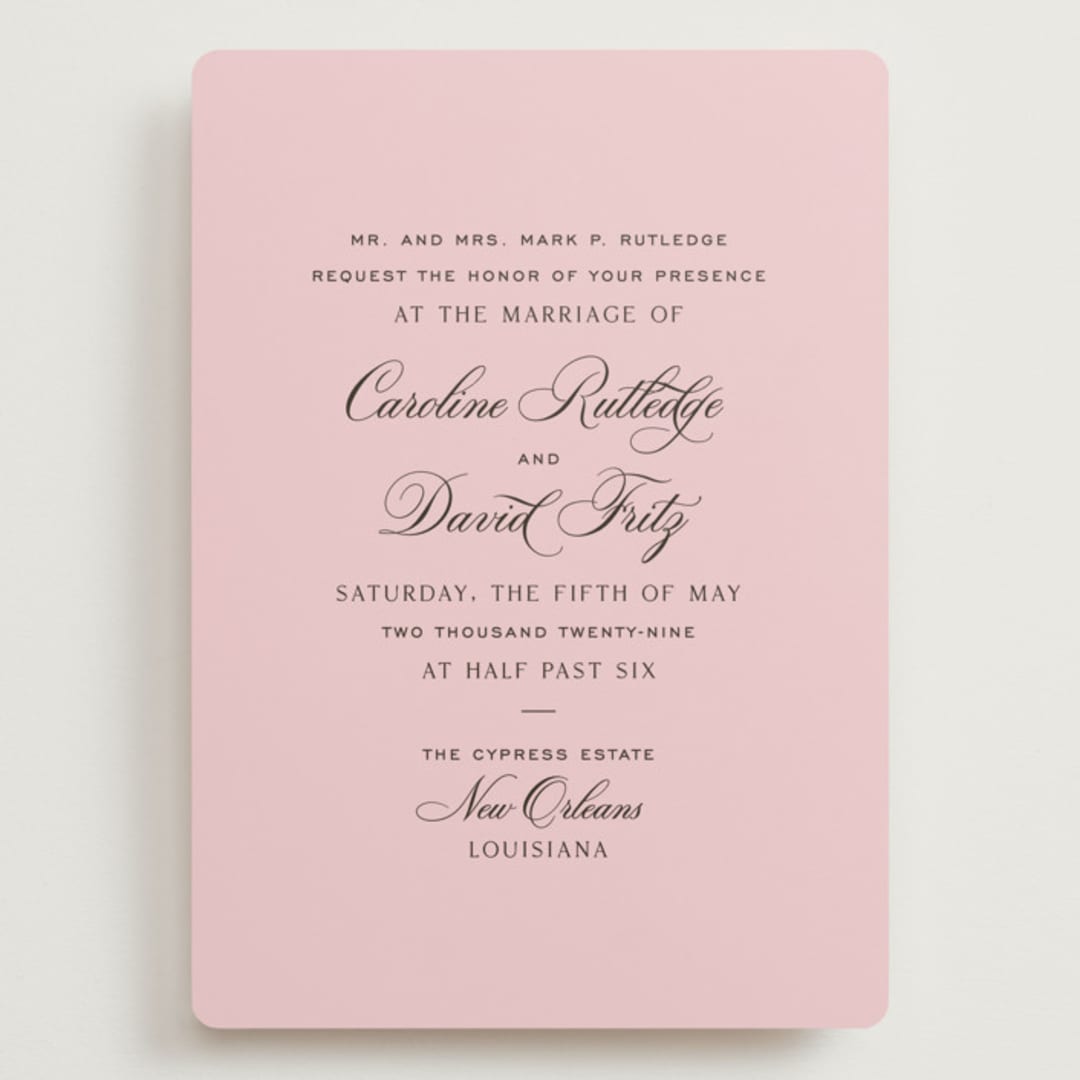 "Nola" - Wedding Invitations in Peony by Megan Davis - Front
