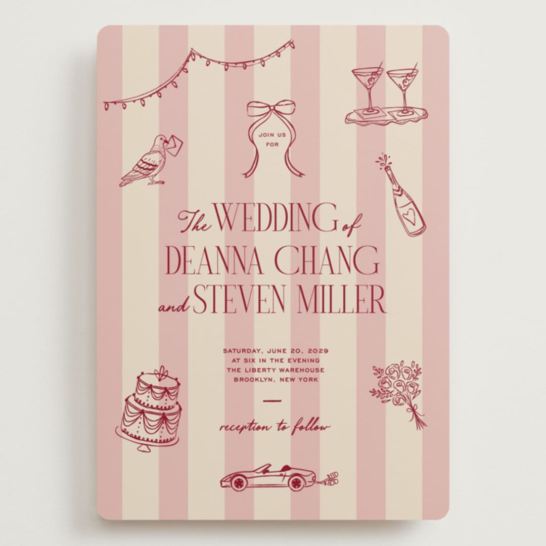 "Thompson" - Wedding Invitations in Rose by Jennifer Lew - Front