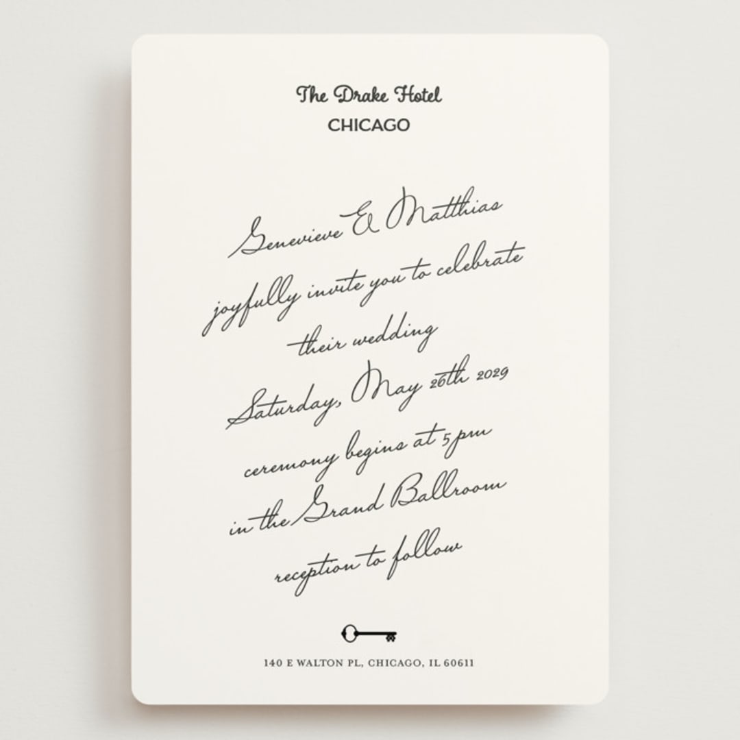 "Hotel" - Wedding Invitations in Ivory by Studio Suku - Front