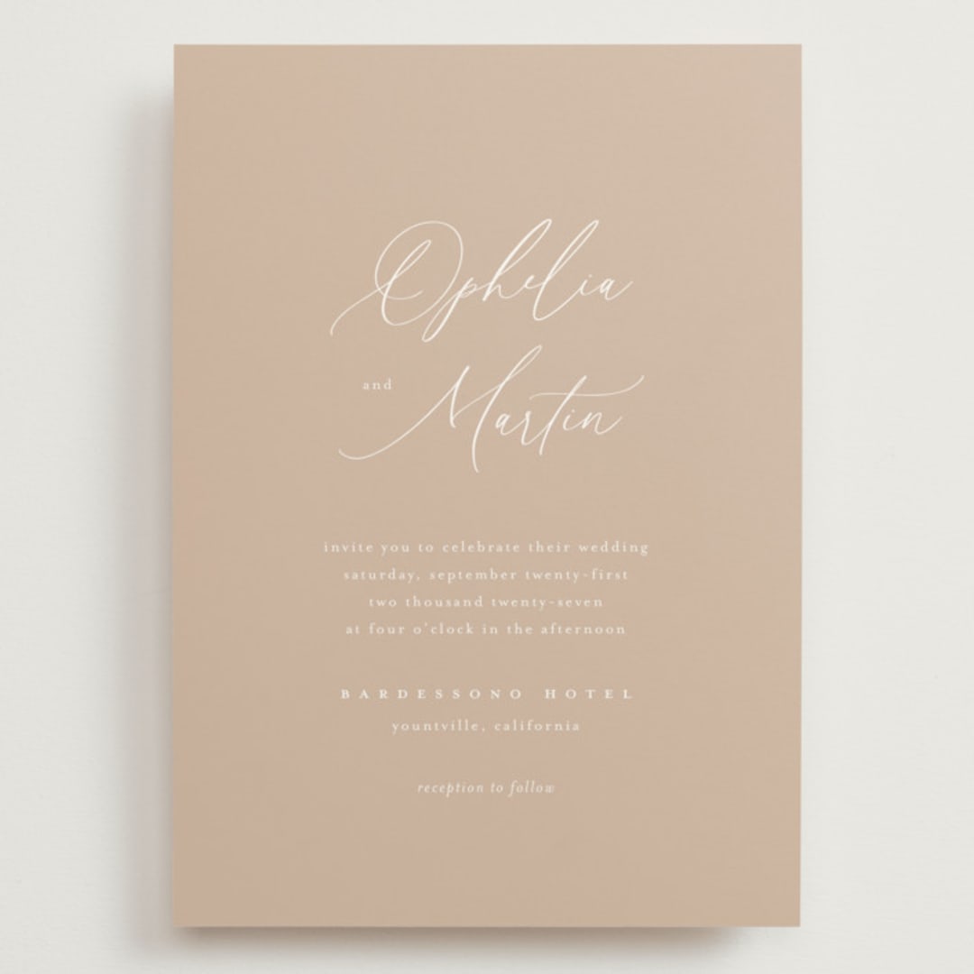 "Ophelia" - Wedding Invitations in Dusty Rose by Kelly Schmidt - Front