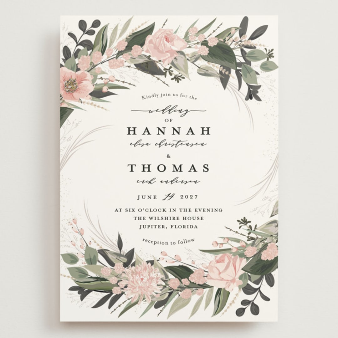 "Ivory Ring" - Wedding Invitations in Blush by Susan Moyal - Front