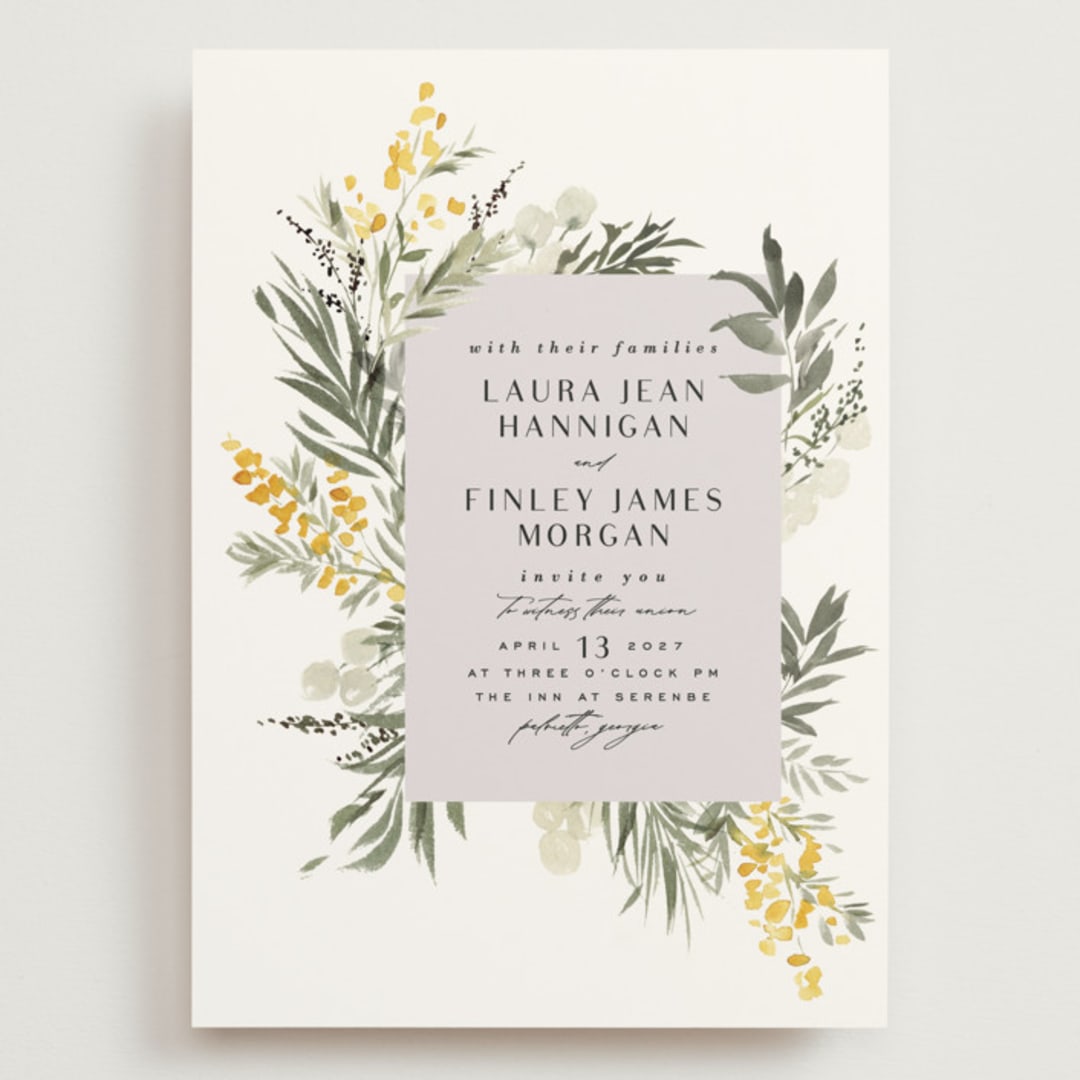 "mimosa" - Wedding Invitations in Dandelion by Everett Paper Goods - Front