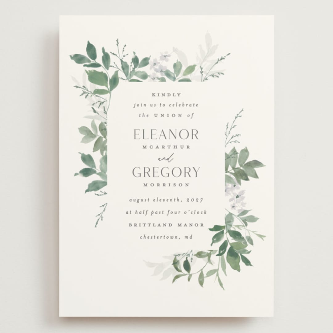 "Grove" - Wedding Invitations in Fern by Everett Paper Goods - Front