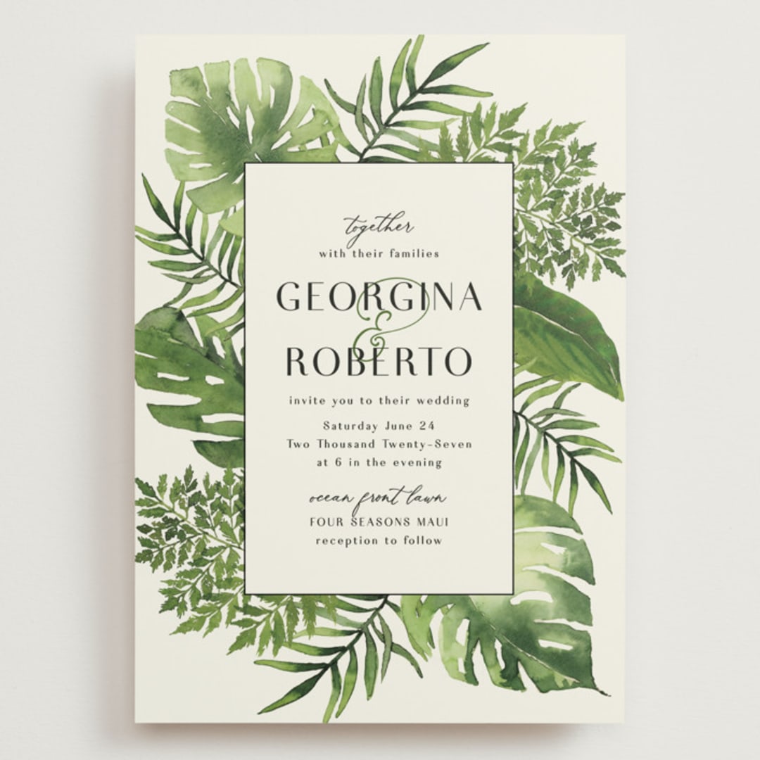 "Tropical Vows" - Wedding Invitations in Jade by Chris Griffith - Front