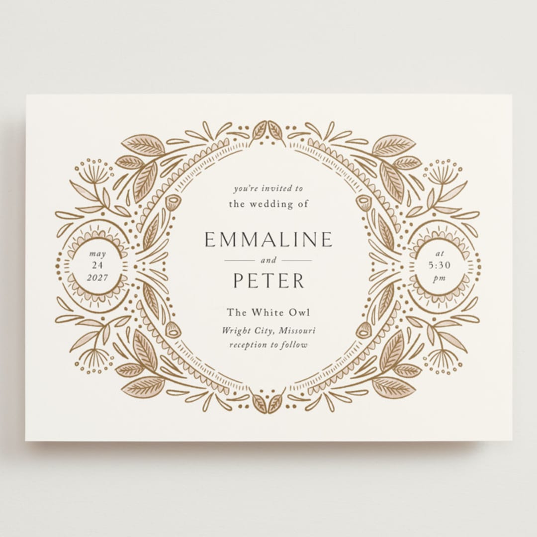 "charmed" - Wedding Invitations in Honey by Jen Owens - Front