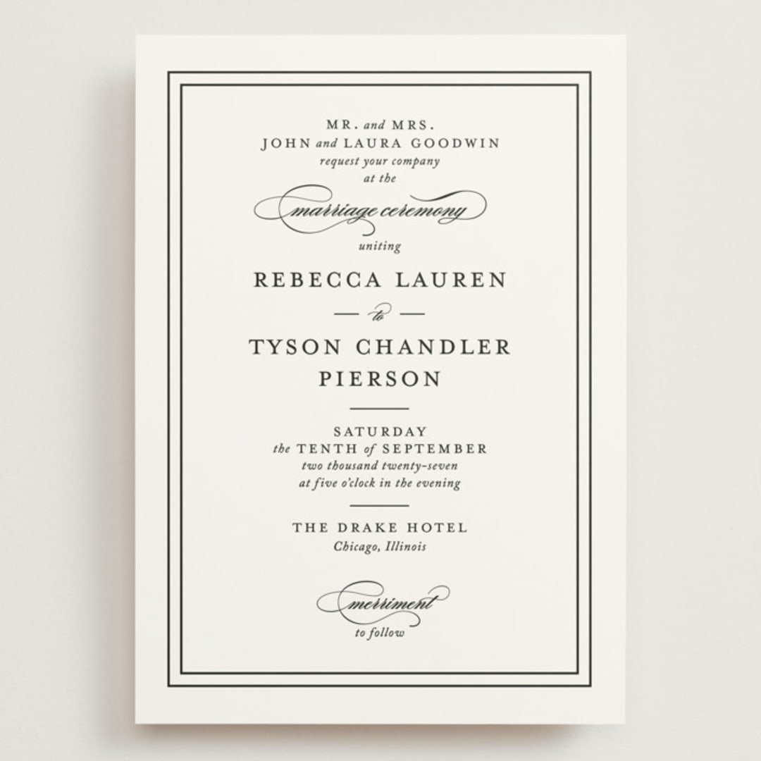 "Eloquence" - Wedding Invitations in Vanilla by Kimberly FitzSimons - Front