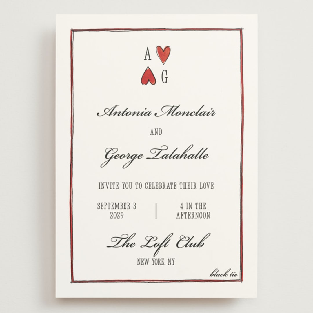 "Two Hearts" - Wedding Invitations in Lily by Pati Cascino - Front