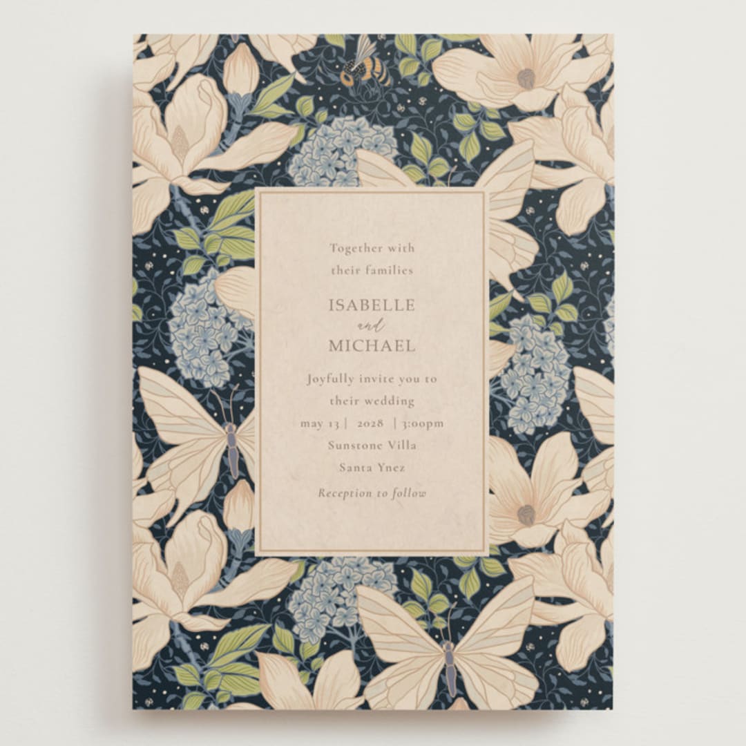 "Magnolias" - Wedding Invitations in Sky by Sabrin Deirani - Front