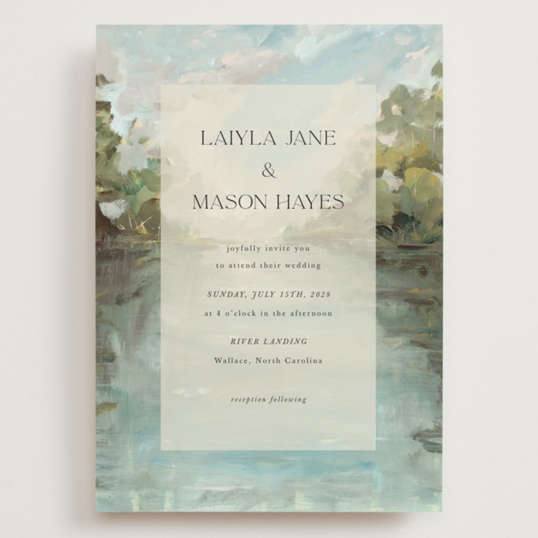 "Reflections" - Wedding Invitations in Lake by Lindsay Megahed - Front