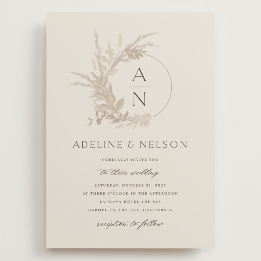 "Preserved Fall Botanicals" - Wedding Invitations in Linen by Erin Deegan - Front