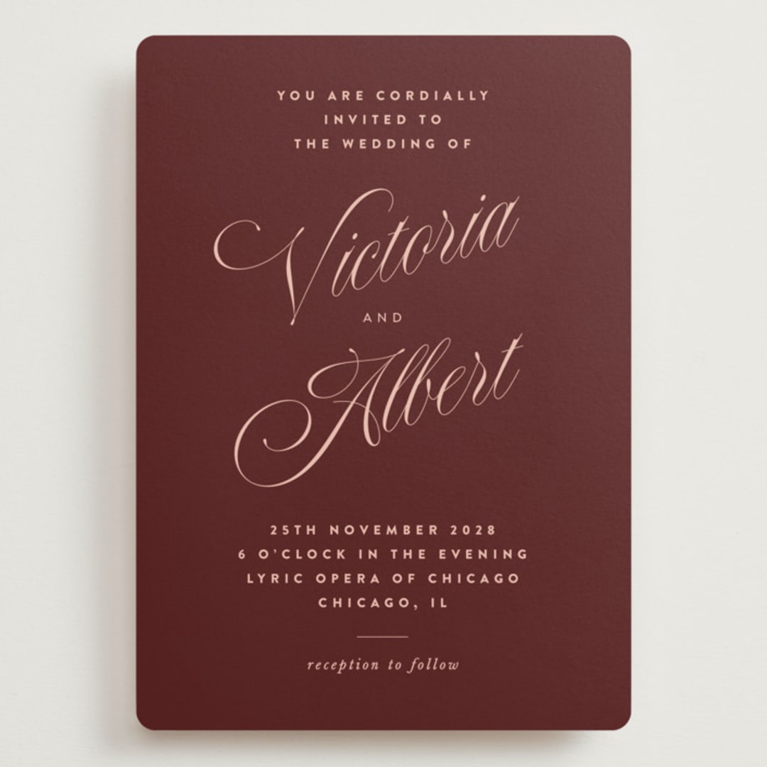 "Museum" - Wedding Invitations in Burgundy by Nazia Hyder - Front