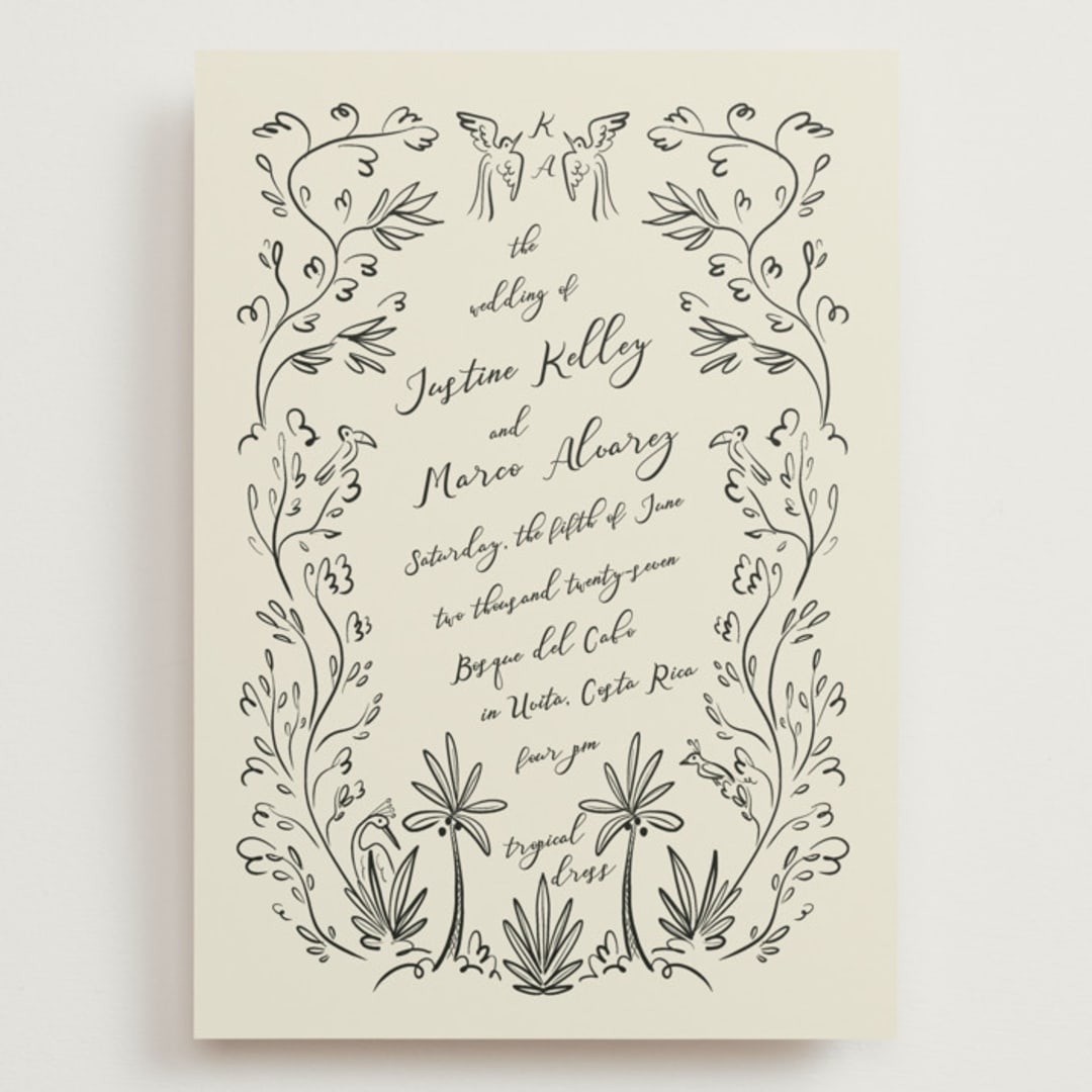"Sundaland Gardens" - Wedding Invitations in Ivory by Ani Somi - Front
