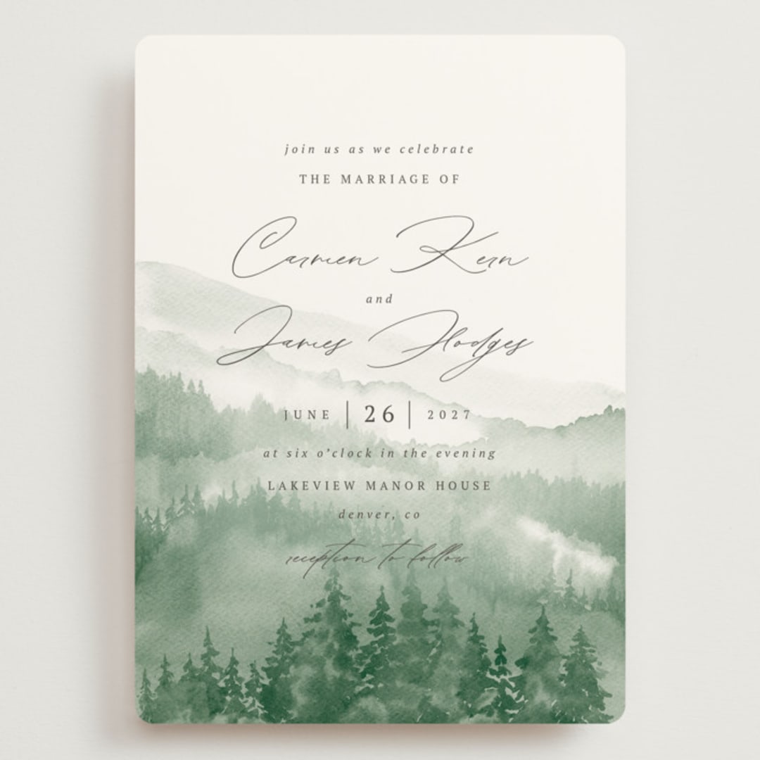 "Over the mountains" - Wedding Invitations in Fern by Helen Halik - Front