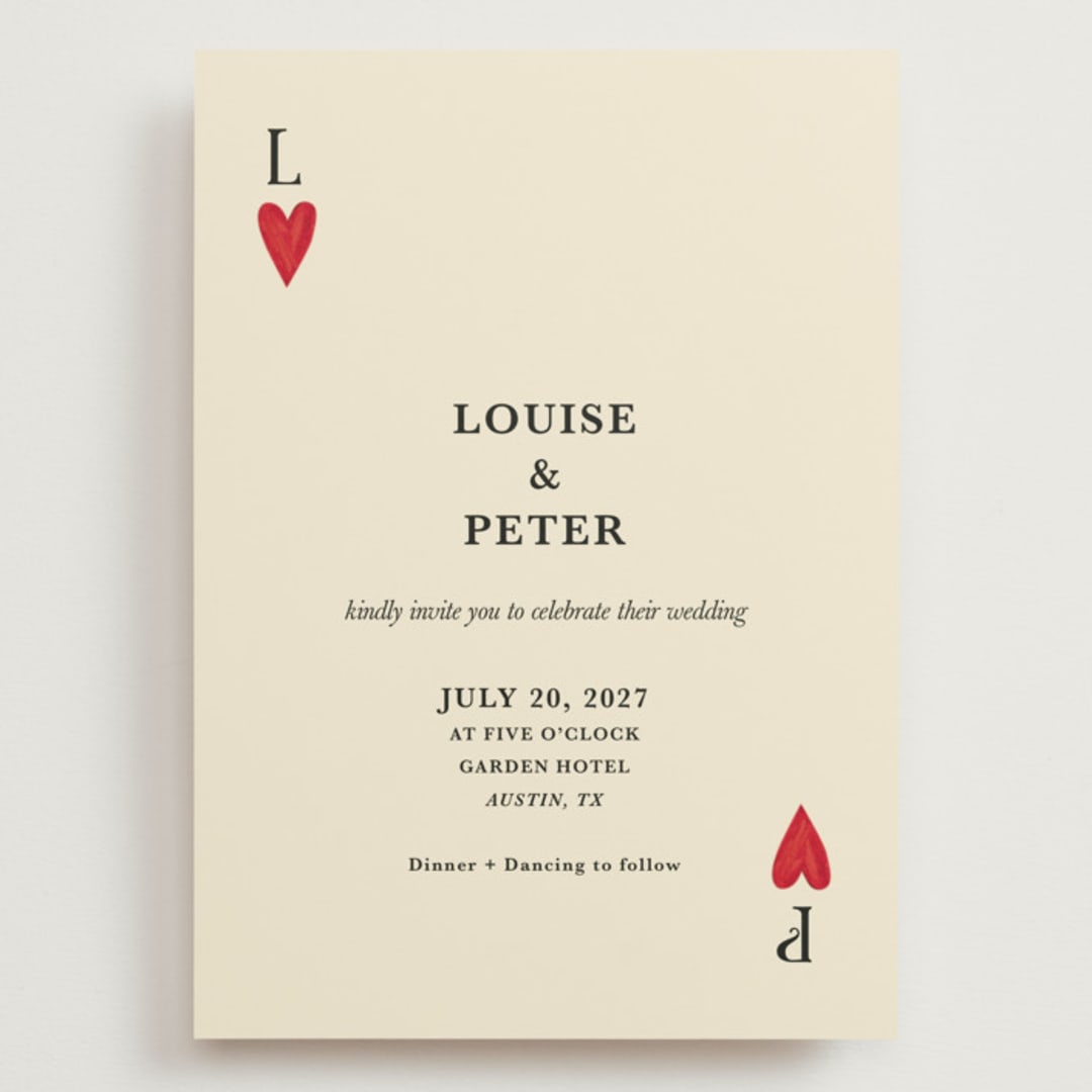"Red Hearts" - Wedding Invitations in Champagne by Helena Vitto - Front