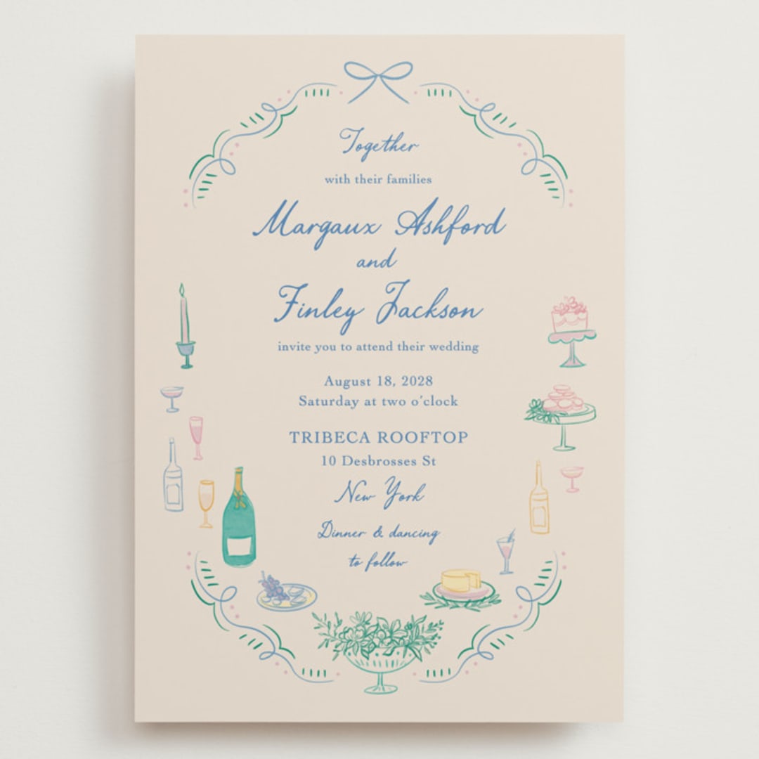 "Dining" - Wedding Invitations in Pastel by Elly - Front