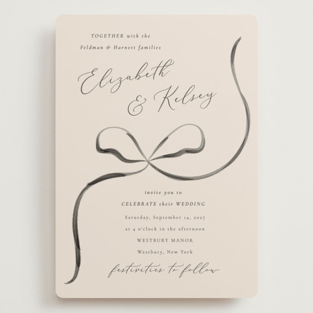 "Bow" - Wedding Invitations in Tuxedo by Corinne Malesic - Front