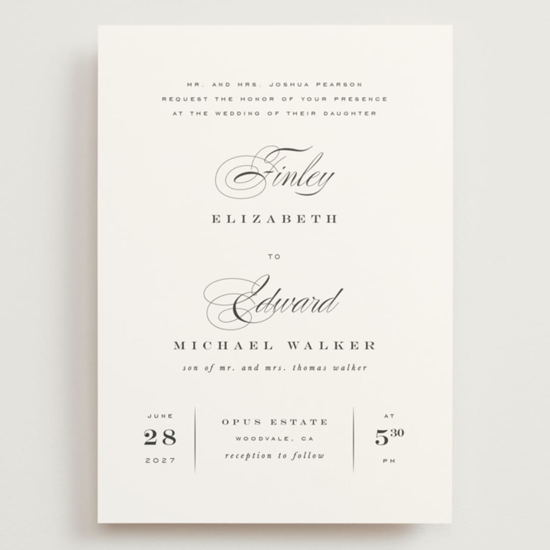 "Vow" - Wedding Invitations in Tuxedo by Leah Bisch - Front