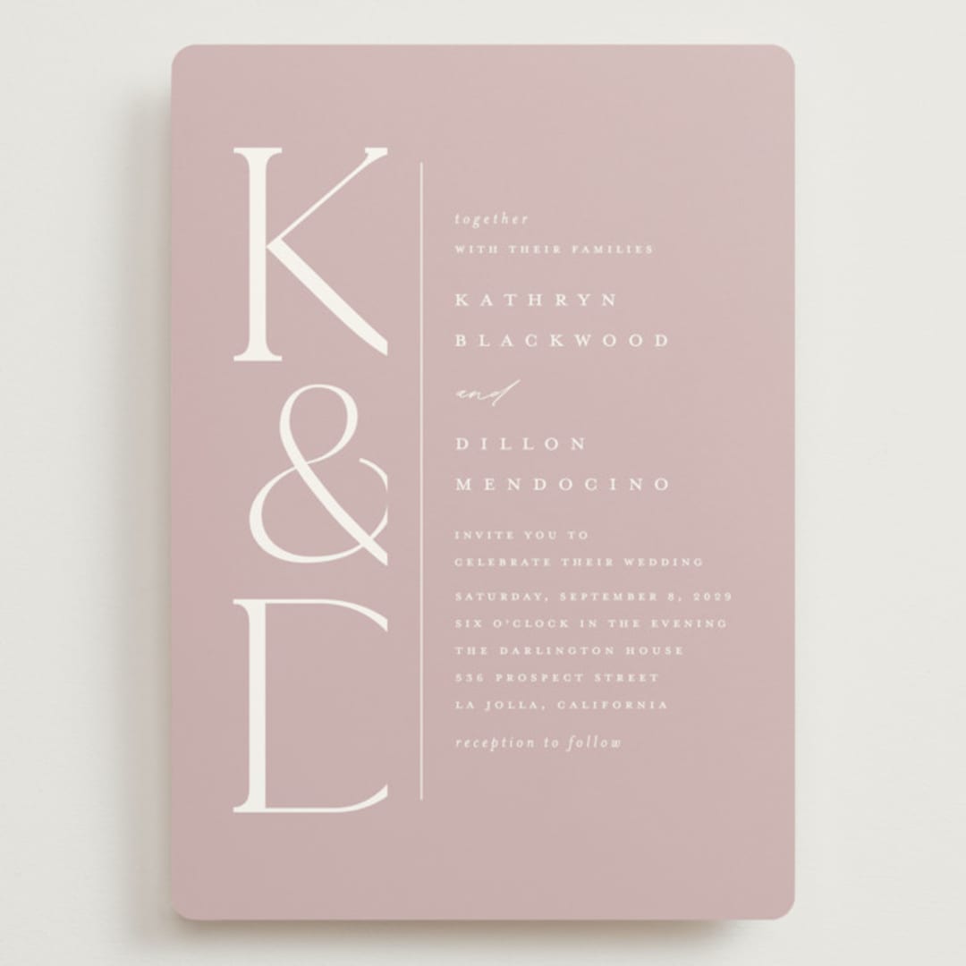 "Modern Monogram" - Wedding Invitations in Rose by Erica Krystek - Front