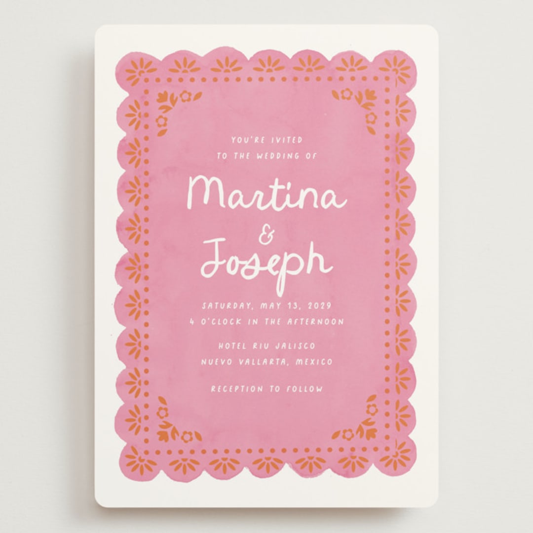 "Vienes" - Wedding Invitations in Carnation by Itsy Belle Studio - Front