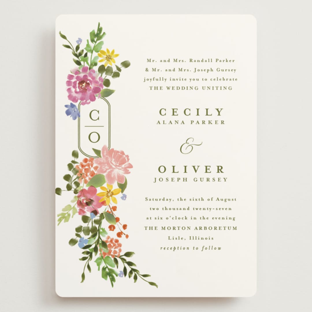 "Garland Monogram" - Wedding Invitations in Summer by Angela Marzuki - Front